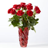 Classic Love Red Rose Bouquet with Luxe Swirl Vase
